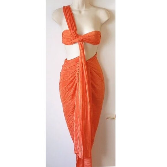 NWT / ALTERED Bronx Blanco Tamala Orange Midi Dress XS - Picture 3 of 11